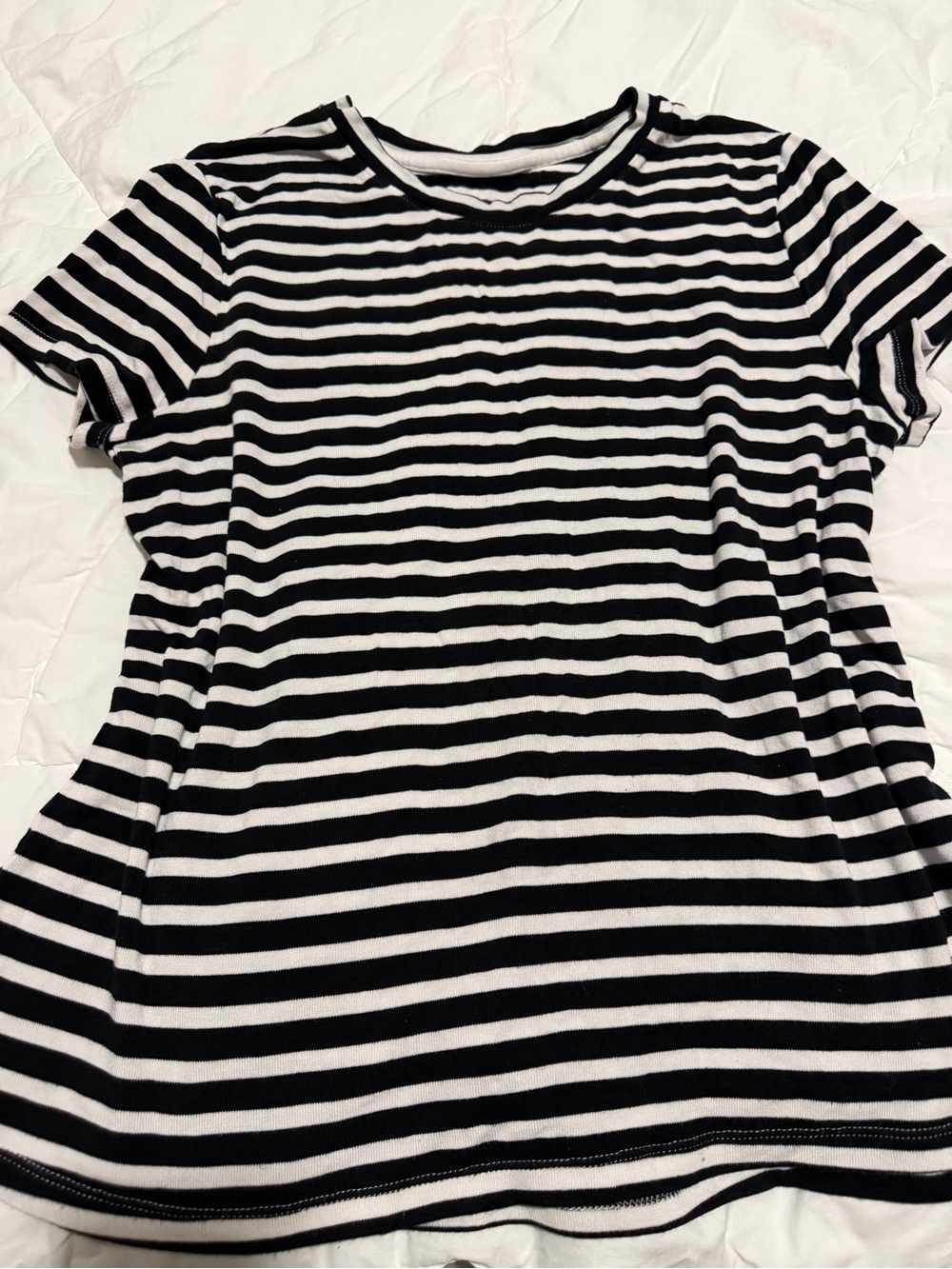 a new day Black and White Striped Short Sleeve Tee